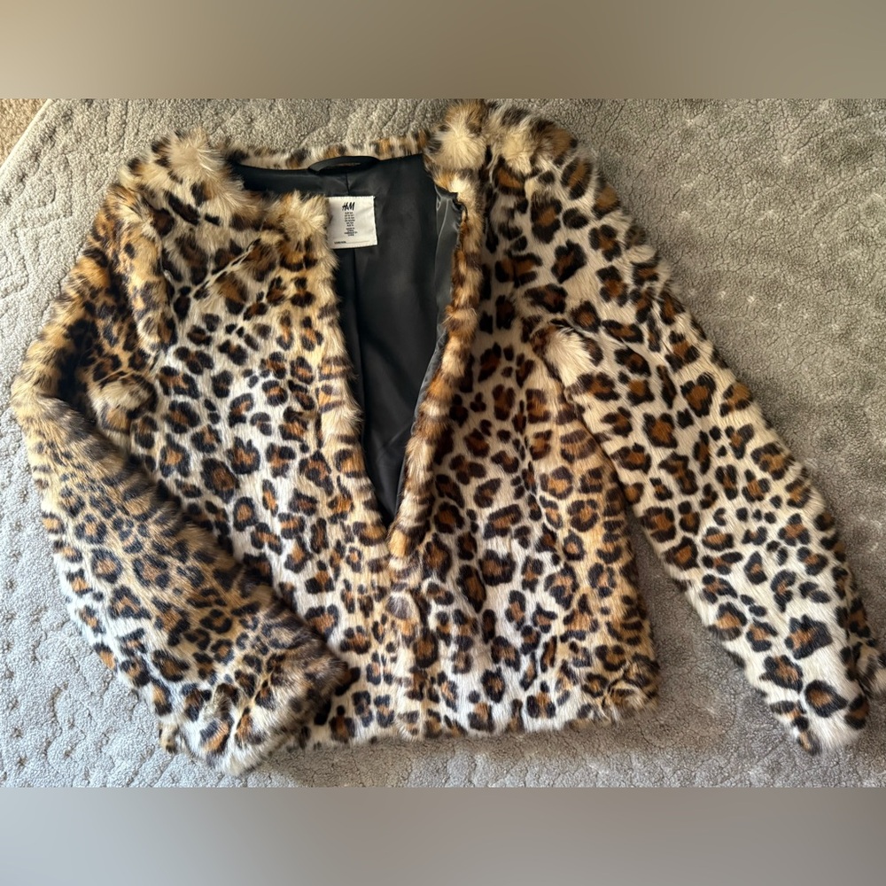 Leopard print faux fur jacket (girls)
